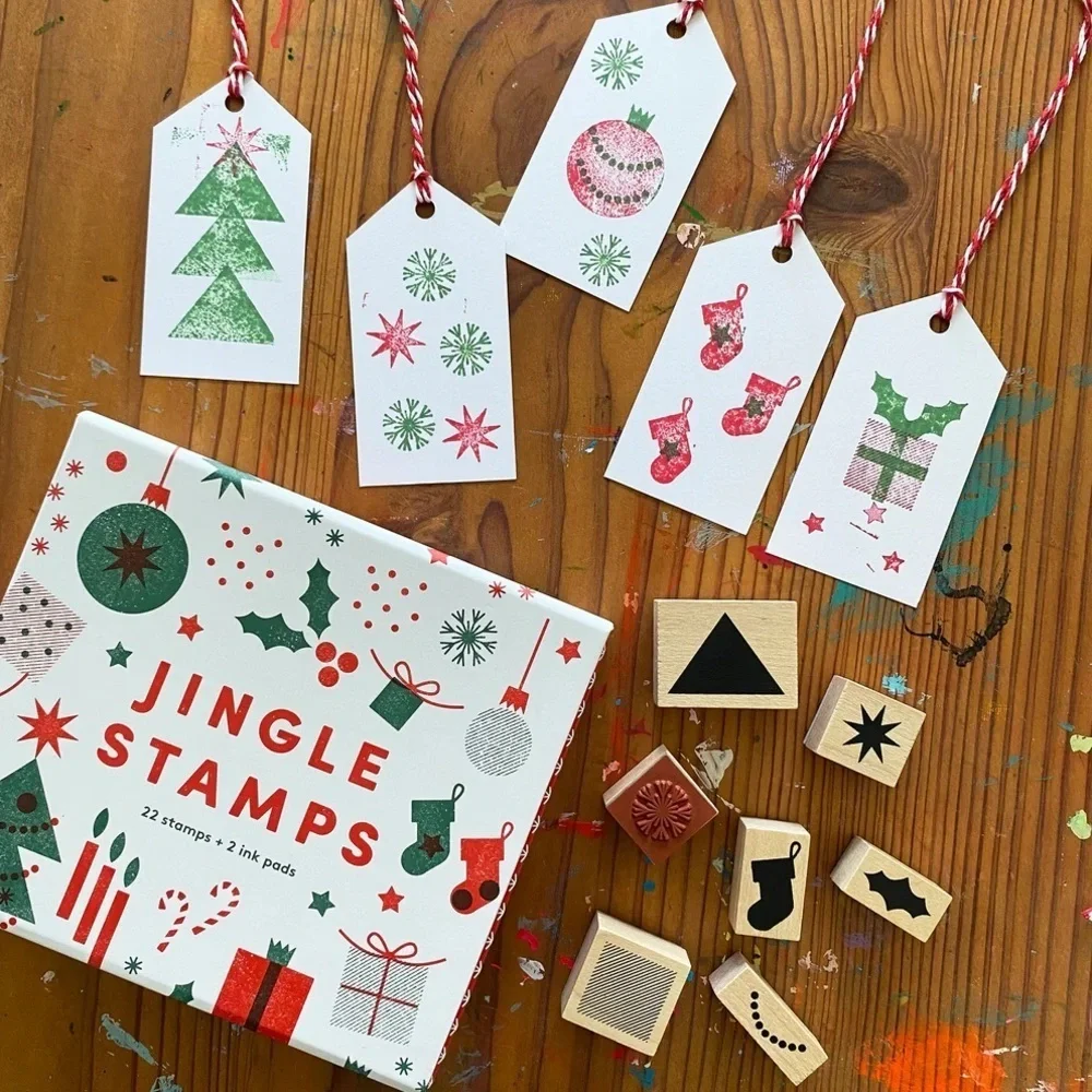 Anthropologie 2Stamp sets:Holly Jolly Alphabet and Jingle Stamps Set NIB